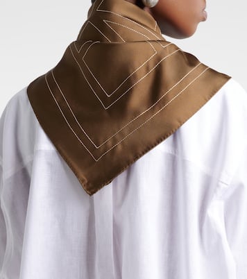 Embroidered monogram silk scarf | Toteme