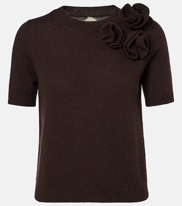 Floral-appliqué wool and cashmere sweater | Jardin des Orangers