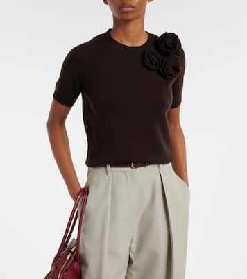 Floral-appliqué wool and cashmere sweater | Jardin des Orangers