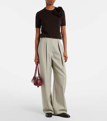 Floral-appliqué wool and cashmere sweater | Jardin des Orangers