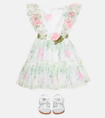 Rose printed tulle dress | Monnalisa