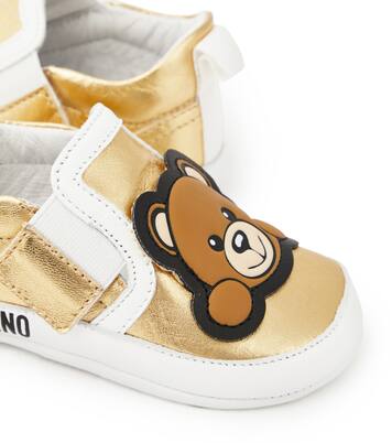 Bebé - zapatillas de piel metalizada con Teddy Bear | Moschino Kids