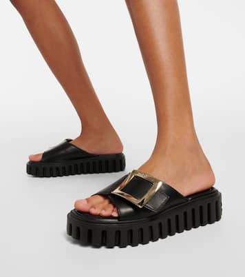 Pantoletten Viv Go Thick aus Leder | Roger Vivier