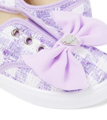 Bow-detail houndstooth bouclé sneakers | Monnalisa