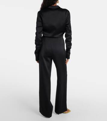 Pantalon ample à taille haute en satin | Toteme