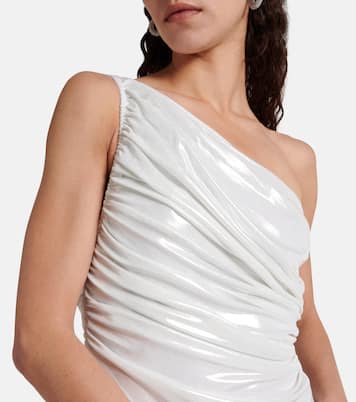 Abito lungo Diana in lamé con ruches | Norma Kamali