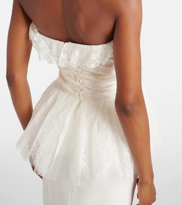 Bustier-Robe aus Cady mit Spitze | Alessandra Rich