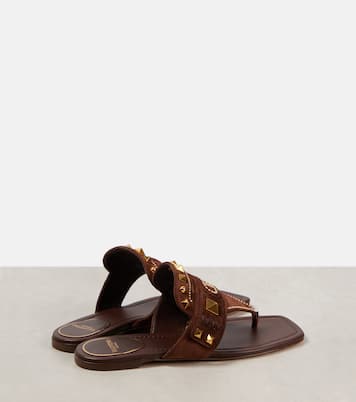 Plaster Caster studded suede thong sandals | Valentino Garavani