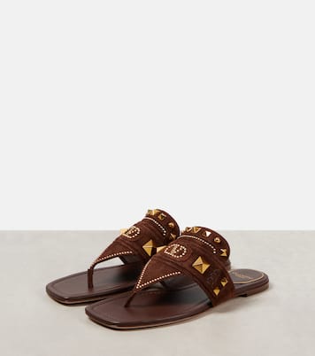 Plaster Caster studded suede thong sandals | Valentino Garavani