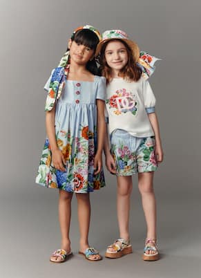 Robe en coton à fleurs | Dolce&Gabbana Kids