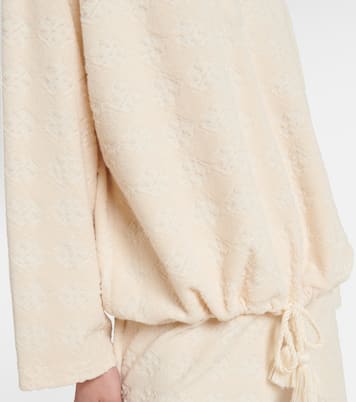 Jacquard cotton-blend terry sweater | Tory Burch