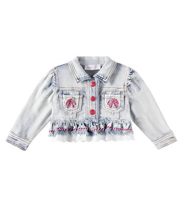 Embroidered ruffled denim jacket | Monnalisa