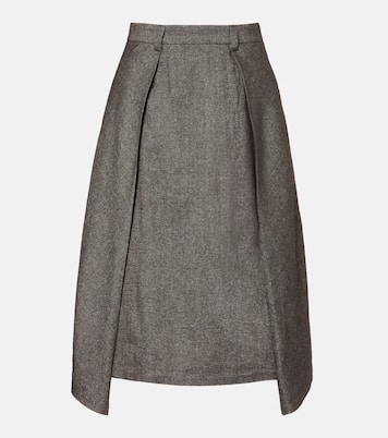 Wool and linen-blend midi skirt | Brunello Cucinelli