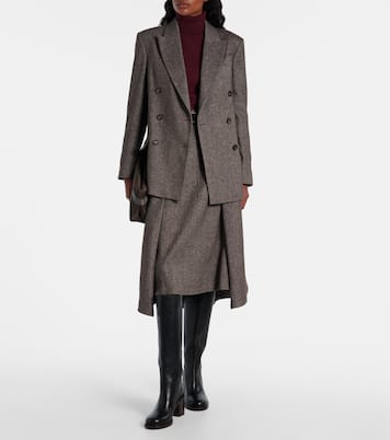 Wool and linen-blend midi skirt | Brunello Cucinelli