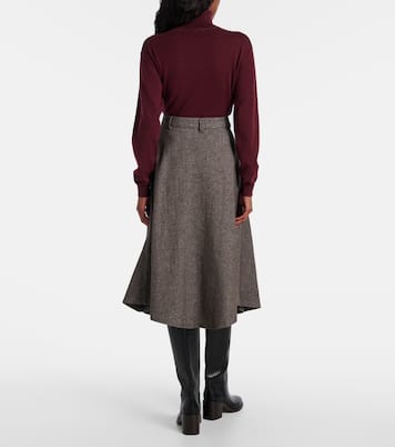 Wool and linen-blend midi skirt | Brunello Cucinelli