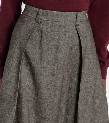 Wool and linen-blend midi skirt | Brunello Cucinelli