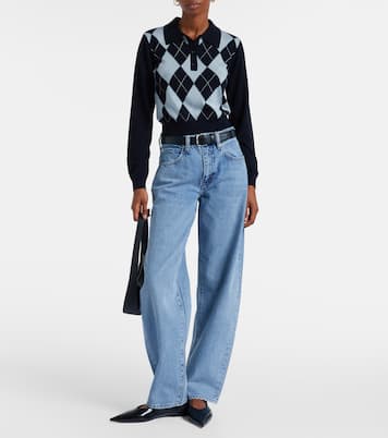 Argyle wool-blend polo sweater | Frame