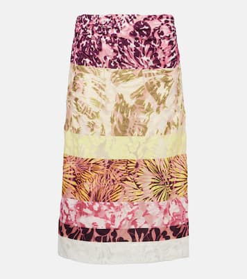 Falda midi fruncida con patchwork | Dries Van Noten