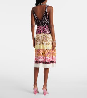 Falda midi fruncida con patchwork | Dries Van Noten