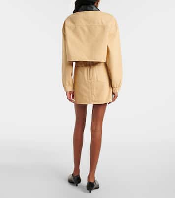 Leather-trimmed denim jacket | Self-Portrait