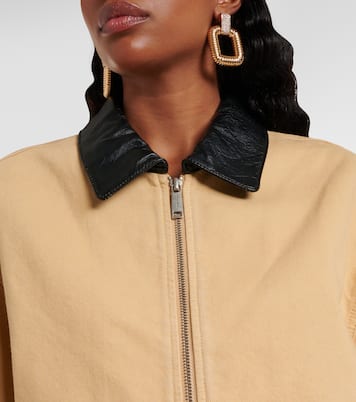 Leather-trimmed denim jacket | Self-Portrait