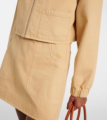 Leather-trimmed denim jacket | Self-Portrait