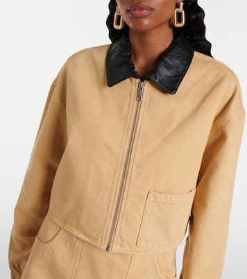 Leather-trimmed denim jacket | Self-Portrait