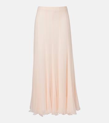 Pleated silk muslin maxi skirt  | Chloé