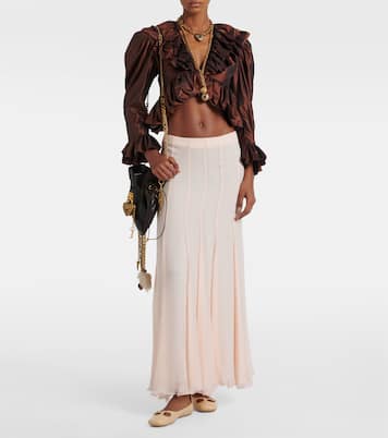 Pleated silk muslin maxi skirt  | Chloé