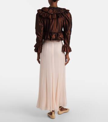 Pleated silk muslin maxi skirt  | Chloé
