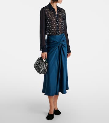 Gathered satin midi skirt | Dries Van Noten