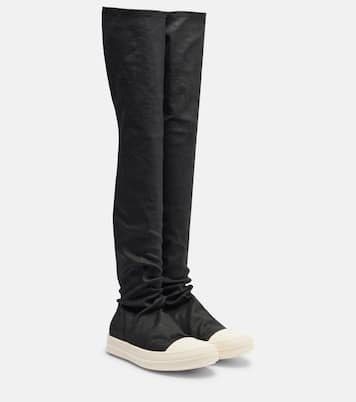 Coated denim over-the-knee boots | Rick Owens