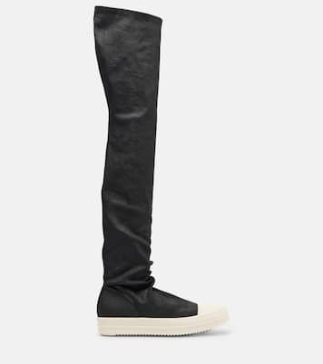 Coated denim over-the-knee boots | Rick Owens