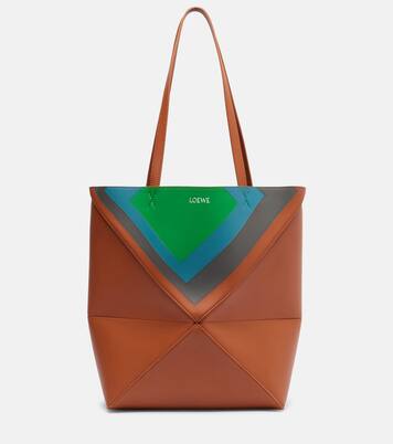 x Albers Puzzle Fold Medium leather tote bag | Loewe