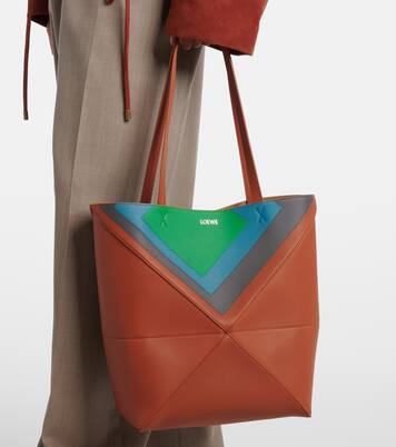 x Albers Puzzle Fold Medium leather tote bag | Loewe