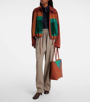 x Albers Puzzle Fold Medium leather tote bag | Loewe