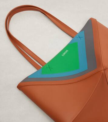 x Albers Puzzle Fold Medium leather tote bag | Loewe