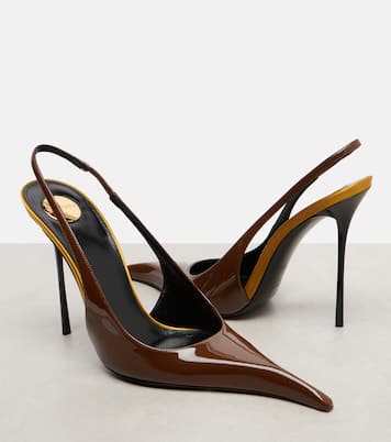 Amalia 110 patent leather slingback pumps | Saint Laurent