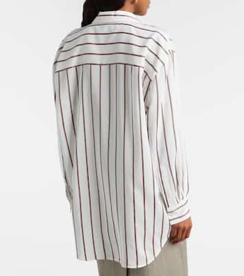 Camisa de mezcla de seda en jacquard a rayas | Gucci