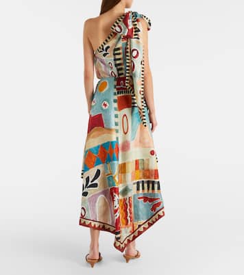 x LRNCE Michelle one-shoulder silk midi dress | Alémais