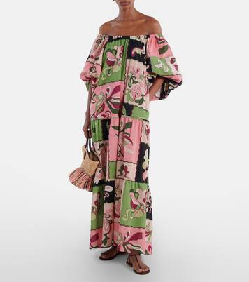 Bedrucktes Maxikleid aus Baumwolle | Adriana Degreas