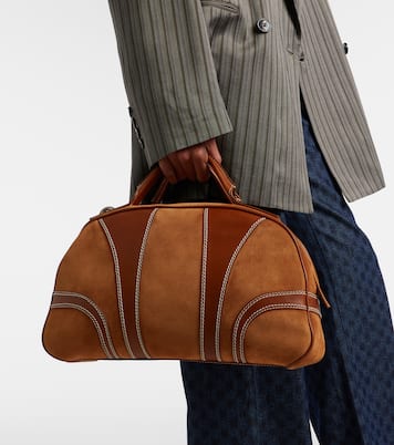 Leather-trimmed suede top-handle bag | Dries Van Noten