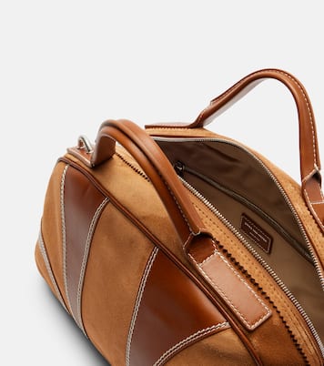 Leather-trimmed suede top-handle bag | Dries Van Noten