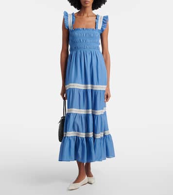 Aubrie lace-trimmed cotton voile midi dress | Rixo