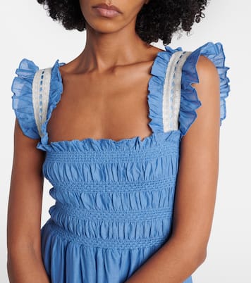 Aubrie lace-trimmed cotton voile midi dress | Rixo