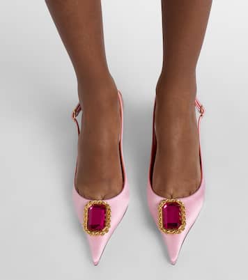 Verzierte Slingback-Pumps aus Satin | Dolce&Gabbana