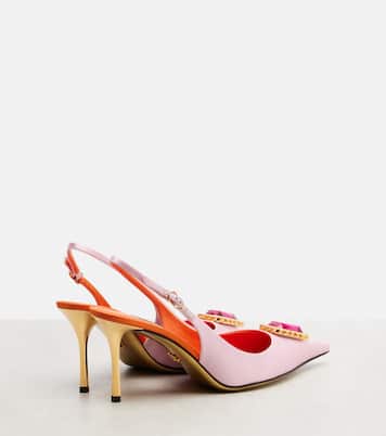 Verzierte Slingback-Pumps aus Satin | Dolce&Gabbana