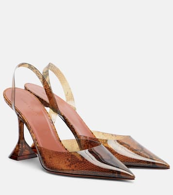 Holli snake-print PVC slingback pumps | Amina Muaddi