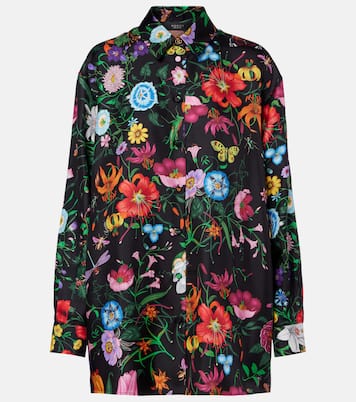 Blusa en sarga de seda floral | Gucci