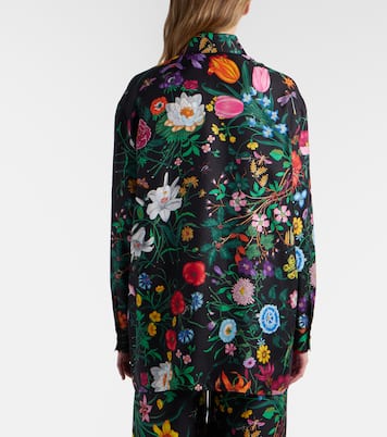 Blusa en sarga de seda floral | Gucci